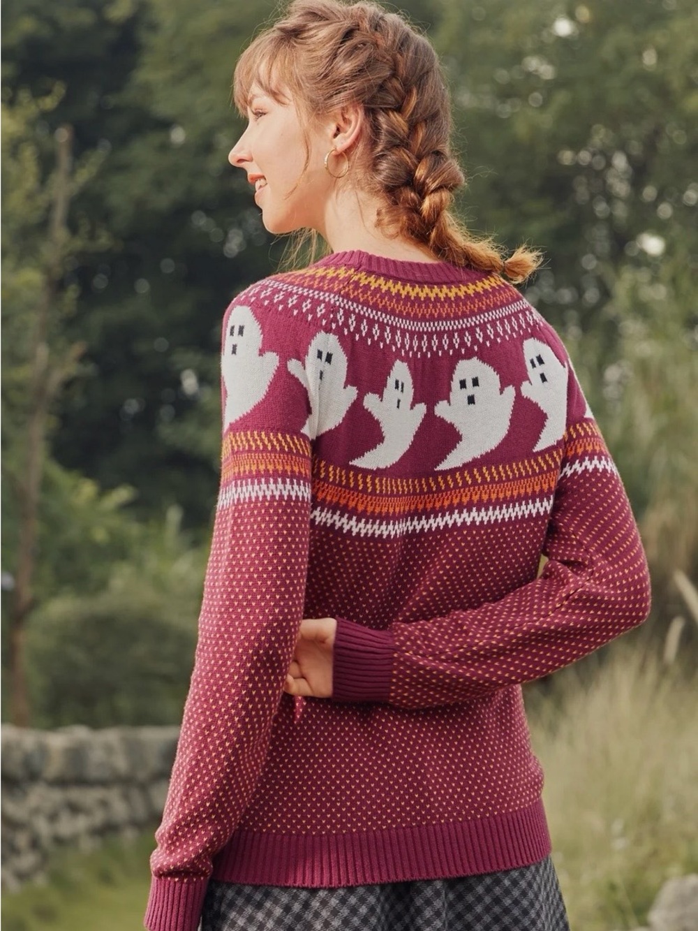👻 Modcloth You've Been Ghosted Fair Isle Sweater ✨ never worn! 🧡 - Picture 6 of 7